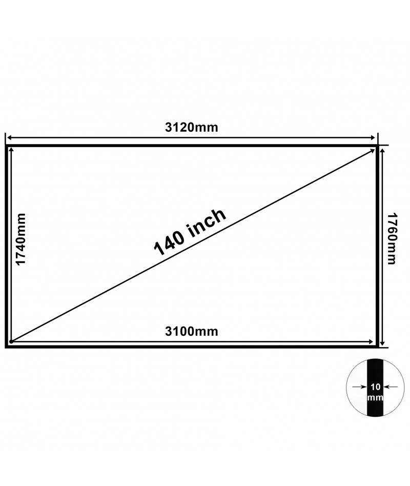 Visualax 140" Fixed Frame Zero Edge Grey Projector Screen 169